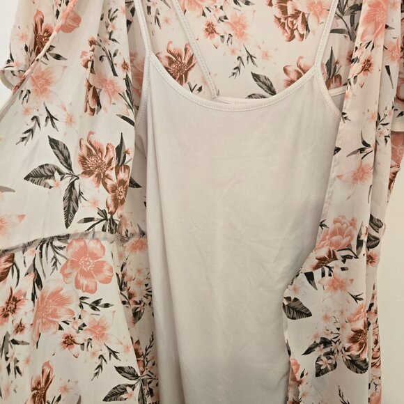 Time and Tru Floral Wrap Midi Dress Tie Waist Short Sleeve Size M - Picture 10 of 16